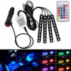 4 pièces 9 LED s bande lumineuse sans fil télécommande vocale voiture RGB LED néon intérieur lampe décorative Lights331s