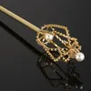 Клипы для волос Barrettes Bling Crystal Scepter Wand Gold Silver Color Tiaras и Crowns Scepter King Queen Wedding Wardet Pageant Cos308V