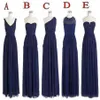 Aline Chiffon Bridesmaid Dress with 5 Styles Floor Length Long Vintage Maid of honor Dresses Sleeveless Custom Made2714