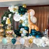 108 pçs Balões Animais Garland Kit Tema Safari na Selva Suprimentos para Festas Favores Crianças Meninos Festa de Aniversário Decoração Chá de Bebê2644