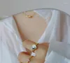 Cluster Anéis Moda Adorável Esmalte Colorido Coração Yin Yang Anel Para Mulheres Menina Festa Casamento Empilhamento Cor Dourada Amor Eternidade Dedo