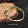 Vintage Brass Bestia lucertola Bracciale Dragon Scale Pattern Locomotiva Trendy Punk Bracciale gioielli Rame puro Testa di drago L230704