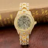 Hip hop cezalandırıcı 8 Miami Küba Bilezik Kristal Rhinestone Watch Buzlu Geometrik Kolye Kolye Altın Renk Takıları SE2869