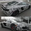 Black White Camouflage Vinyl Wraps Adhesive PVC Film Car Wrap Racing Car Camo Sticker Vehicle DIY Decal with Air Release245L