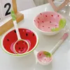 Skålar keramiska bordsartar jordgubbar mångsidig hållbar tecknad kreativ vattenmelon skål barn set säker