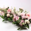 Dekorativa blommor 50/100 cm Artificial Floral White Rose Pion Blomma Arrangemang Bröllopsbord Centerpiece Ball Party Arch Decor Bakgrund