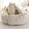 Cat Beds & Furniture Winter 2 In 1 Bed Round Warm Pet House Long Plush Dog Sleeping Bag Sofa Cushion Nest For Small Dogs Cats Kitt256C