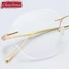 Lunettes de soleil Cadres Rondes Femme Lunettes Titane Transparent Diamant Coupe Sans Monture Spectacle Hommes Femmes Teinte Lentilles