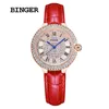 Kvinnors klockor Switzerland Binger Luxury Brand Japan Miyota Quartz Womens Watches Zircon Diamond 30m Waterproof Retro Ladies Wristwatches B527 230719