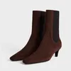 Toteme Designer Shoes Short Square Kitten Channel ~ Pure Original Heel Boots French Head Muller Medium Heel Thin Leather Slim Boots