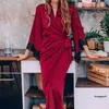 Women's Sleepwear 2023 Bridesmaid Dress For Wedding Sexy V Neck Lace Print Satin Nightgown Loose Long Sleeve Sleep Robe With Belt Bathrobe