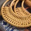 Bag Parts Accessories 2PCS Round Rattan Handls for Handbag Purse Handle DIY Hanger Wooden Bamboo Strap Knitted 230719