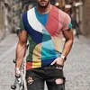 Mens TShirts Retro Abstract Pattern Printed Tshirt Colorful Top Harajuku 3D Patch Work Casual Street Clothing Short Sleeve Daily Wear 230720