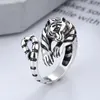 Woeste Tijger Ring voor Mannen Vrouwen Vintage Zilveren Kleur Dier Stijl Eenvoudige Trendy Sieraden Gift Verstelbare Opening Ringen