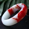 Bangle Hetian Jade Ploating Red и White Bracelet271C