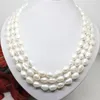 Natural 8 10mm White Pearl Long Necklace Big Barock Beads 45 Inches253C