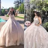 2022 Vestidos de quinceanera deslumbrantes See Though Top Sweetheart Applique Vestidos de baile Baile Sweet 16 Vestido robes de sarau Evenin225r