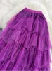 Jupes TIGENA Tutu Tulle longue 2023 automne coréen solide une ligne taille haute maille à plusieurs niveaux Maxi jupe femme Faldas esthétique 230720