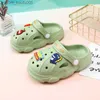 Slipper Kawaii Cartoon Dinosaurus Slippers Platte kinderschoenen Klompen voor kinderen Zomer Slippers Jongens Meisjes Muilezels Kamer Strand Sandalen Roze 230530 Z230720