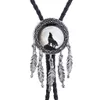 Bolo Ties Western wolf head feather Bolo tie HKD230719