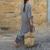 Casual Dresses Women Dress Loose Short Sleeve Cotton Linen Folds Boho Long Summer Vintage Beach Holiday Street Female Robe