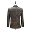 Ternos masculinos Blazers Festa de formatura Traje de palco masculino Ajuste fino Estampa de leopardo Jacquard Jaqueta de smoking Jaqueta para banquete Baile Cantor Anfitrião Dan300P