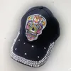 Casquettes de baseball faites à la main strass crâne Cowboy casquette de Baseball Snapback Halloween drôle pointe hommes et femmes Hip Hop chapeau Gorros Drop