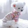 小型犬用の犬のアパレル格子縞のドレス春秋の豪華なパールペット服かわいいボウタイデザインチワワマルタヨークスカート