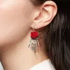 Mode crâne main boucles d'oreilles femmes mode créatif gothique alliage rouge Rose fleurs boucles d'oreilles Halloween fête bijoux cadeaux