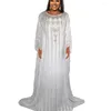 Robes décontractées 2023 vêtements ethniques africains grande robe trapèze en mousseline de soie strass impression numérique avec groupe intérieur