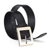 Belts Lady Belt Durable Unisex Faux Leather With Smooth Metal Buckle Wide Anti-break Adjustable For Women Men Pants