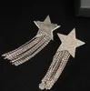 Classic Tassel Chain Brooch Corsage Diamond Exaggerate Big Star Brooches Pin Designer Suit Lapel Breastpin for Men Women Wedding Party Jewelry