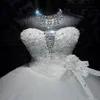 Haute Qualité Réel Po Bling Bling Cristal Robes De Mariée Retour Bandage Tulle Appliques Étage-Longueur Robe De Bal De Mariage Robes270w