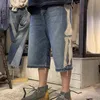 Jeans pour hommes KAPITAL Hirata Hohiro Loose Relaxed Pants Brodé Bone Wash Utilisé Raw Edge Denim Shorts pour Hommes et Femmes Casual 230720