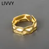 Livvy Nieregularne złote kobiety pierścienie srebrny kolor 2021 Pierścień trendowy ręcznie robiona biżuteria dla kobiet