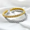 New Stainless Steel Real Gold Plated Plaid Texture Adjustable Snake Gold Bangle For Woman Cuff Bracelets For Women Dropshipping L230704