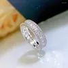 Anelli a grappolo Anello in argento sterling 925 retrò con smeraldi rotondi Zaffiro imitazione Moissanite Gemma Gioielli premium da donna