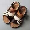 Sandaler Summer Fashion Men's Leather Sandaler utomhus bekväma och andningsbara sport Leisure Anti Slip Beach Luxury Sandaler 230719