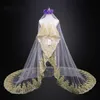 Véus de noiva projetados 2020 apliques de ouro rendas 3 metros véus de casamento para noiva branco marfim barato com pente longo véu de noiva Count260I