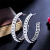Pendiente de aro de diseñador de círculo de oro de 18 quilates de lujo para mujer AAA Zirconia cúbica Perla de imitación Cobre Fiesta de mujer Compromiso de boda nupcial Pendientes de diamantes Joyería