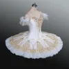 White Gold Fairy Doll Pancake Platter Performance Tutu Donna Balletto classico Costumi di scena Tutu di balletto professionale per adulti155s