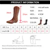 Boots Vintage Embroidered Cowboy Boots Women Autumn Pointed Toe Thick Heels Western Boots Woman Brown Pu Leather Knee High Boots 230719