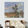 Large Abstract Canvas Art Bank of the Oise 1888 Paul Cezanne Hand Painted Oil Painting Statement Piece for Home