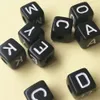 Whole 550PCS lot Mixed A-Z 10 10MM Black with white Printing Plastic Acrylic Square Cube Alphabet Letter Initial Beads 200930216D