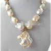 Jewelr 003028 Natural Light Pink Lavender Unusual Keshi Keishi Baroque Pearl Necklace&Pendant260U