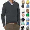 Men's Sweaters Ma V-Neck Sweater Knitwear Autumn And Winter Pure Cotton Thin Color Casual Pullover Long Sleeve Undercoat