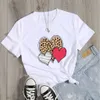 Valentine's Day New Colorful Leopard Pattern Love Print Women's Pullover Short Sleeve T-shirt Casual Style