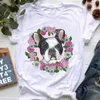 Sommar ny t-shirt kort ärm topp kvinnors mors dag serie Herding Dog Print Mönster Kort ärm