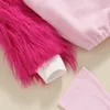 Conjuntos de roupas para bebê fantasia de flamingo felpudo macacão de manga comprida com roupas de Halloween para meninos e meninas