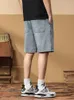 Männer Shorts 2023 Sommer Blau Denim Männer Atmungsaktive Baumwolle Knie Länge Große Größe Gerade Beiläufige Lose Dünne Bermuda Kurze Jeans hose 230719